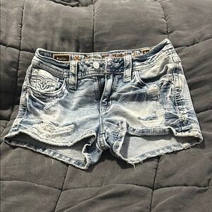 Rock Revival Mid Rise Distressed Jean Shorts